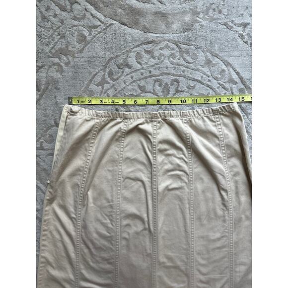 Khaki A-Line Long Skirt Women’s Medium Beige Modest Side Zip Panel Stitching - Picture 3 of 5